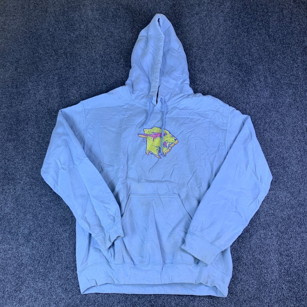 Gildan Mr. Beast Hoodie Men Small Light Blue Good Graphic Pullover Hooded